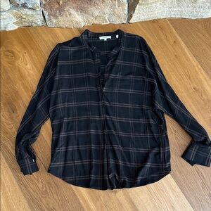 Vince Blouse Plaid Detail
